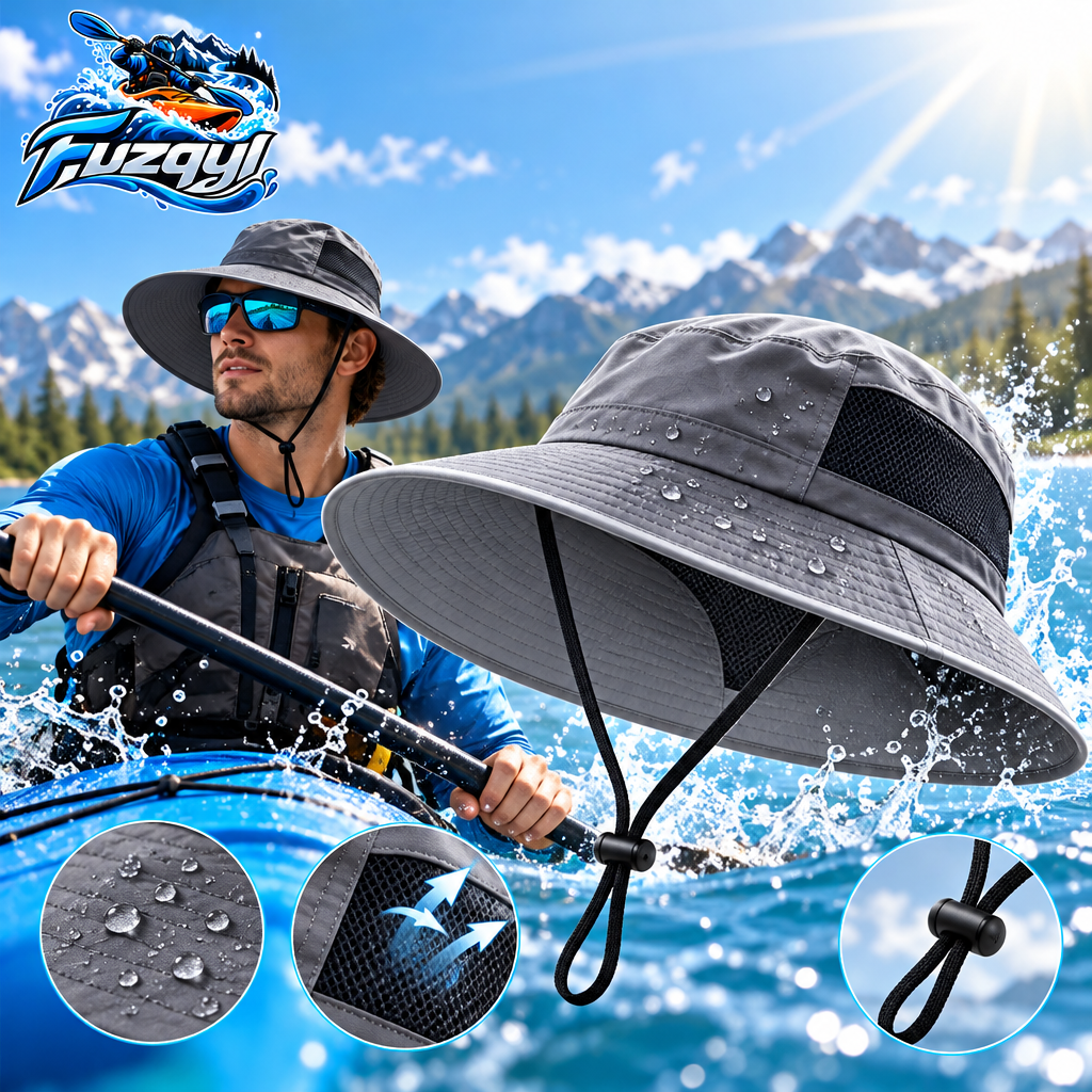 Wide-Brim Outdoor Sun Hat with Chin Cord