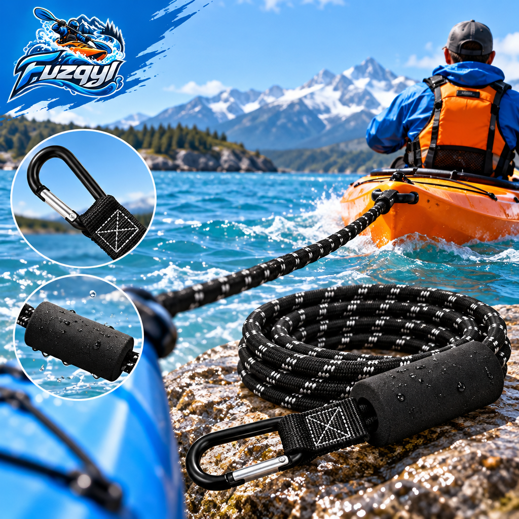 Braided Kayak Tether Rope with Clips