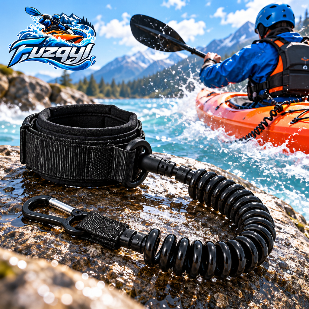 Coiled Kayak Leash with Wrist Cuff