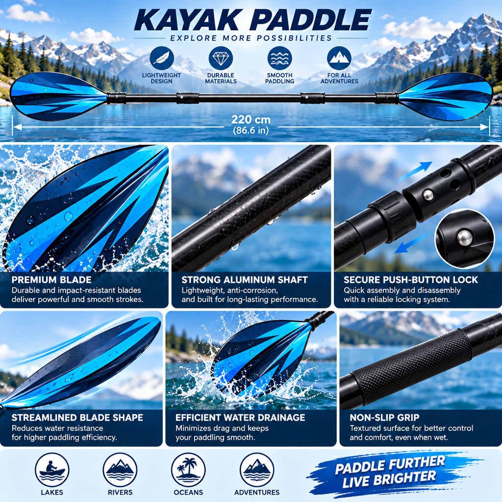 fuzqyl Double-Bladed Kayak Paddle — design details