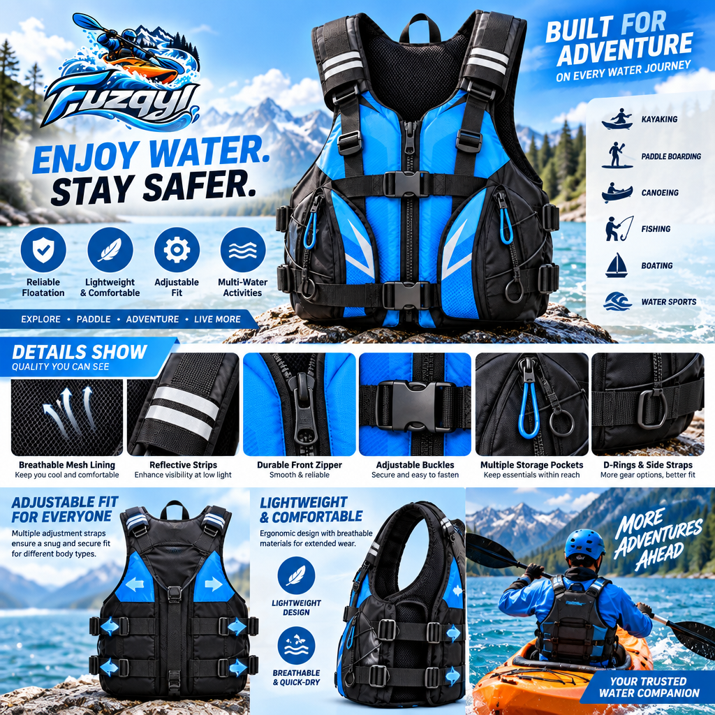 fuzqyl Padded Kayaking Buoyancy Vest — product overview