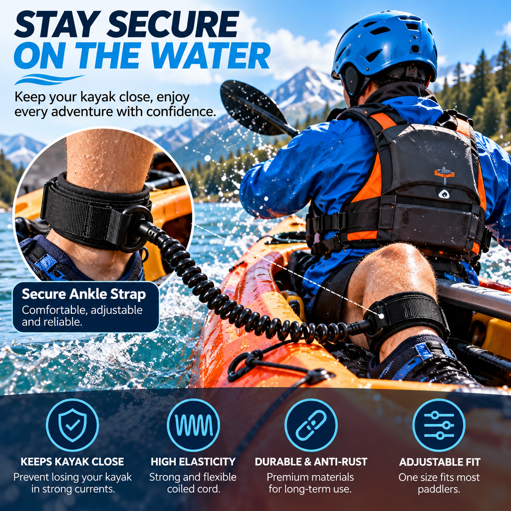 fuzqyl Coiled Kayak Leash with Wrist Cuff — outdoor scene