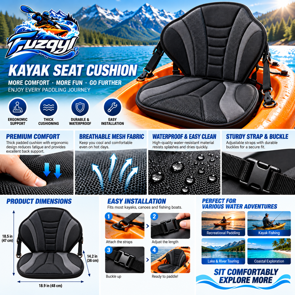 fuzqyl Padded Kayak Seat with Backrest — product overview