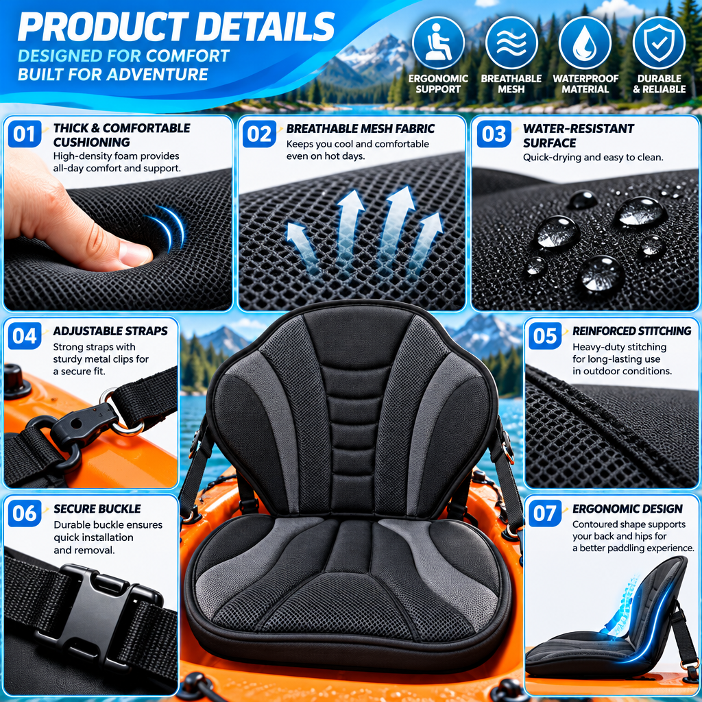 fuzqyl Padded Kayak Seat with Backrest — design details