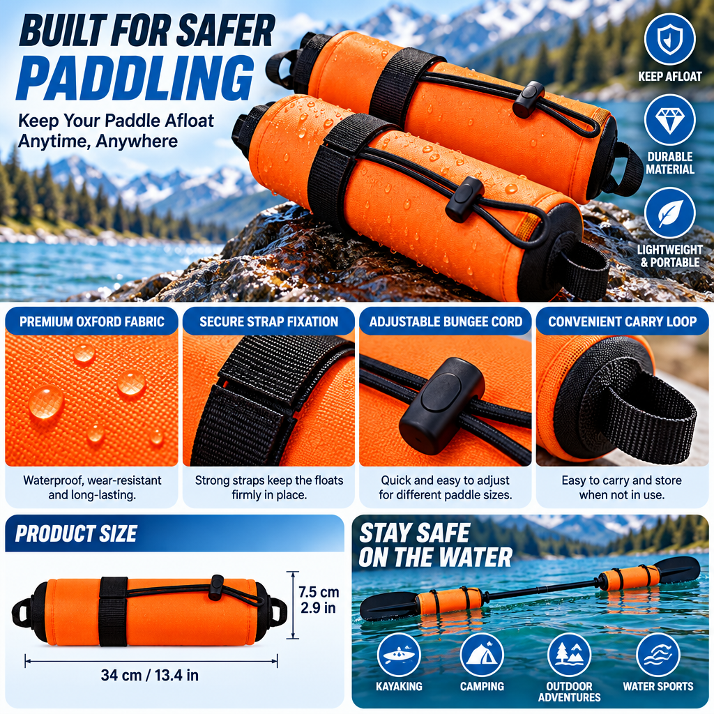 fuzqyl Orange Kayak Buoyancy Float Pair with Straps — design details