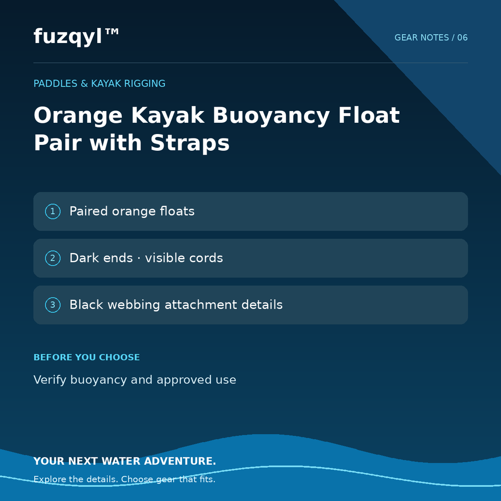 fuzqyl Orange Kayak Buoyancy Float Pair with Straps — product information card