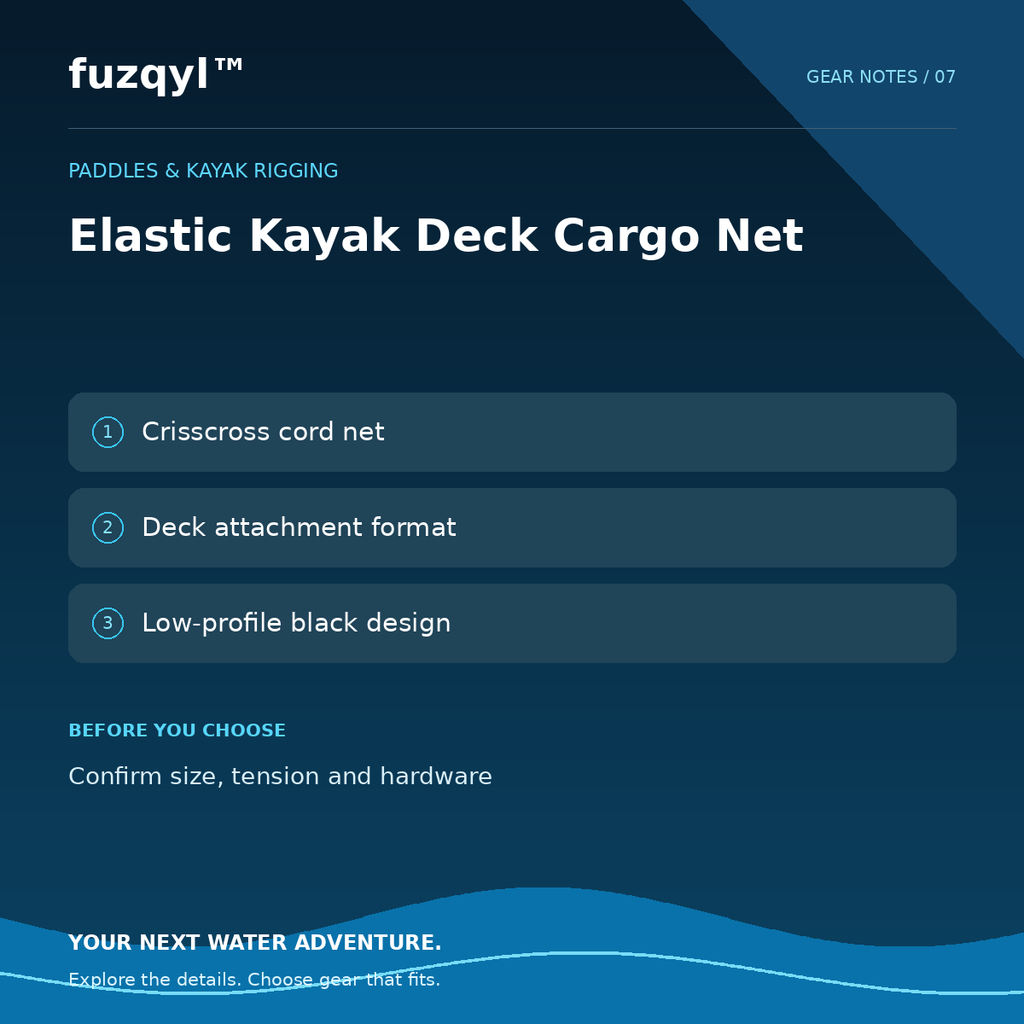fuzqyl Elastic Kayak Deck Cargo Net — product information card