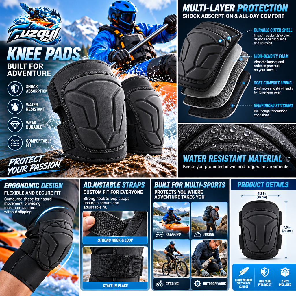 fuzqyl Contoured Kayaking Knee Pads — product overview