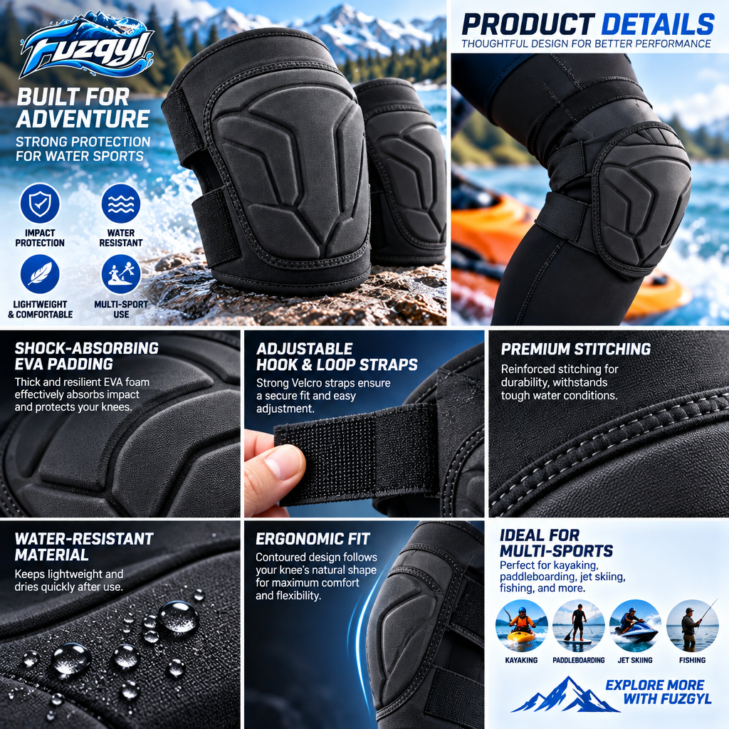 fuzqyl Contoured Kayaking Knee Pads — design details