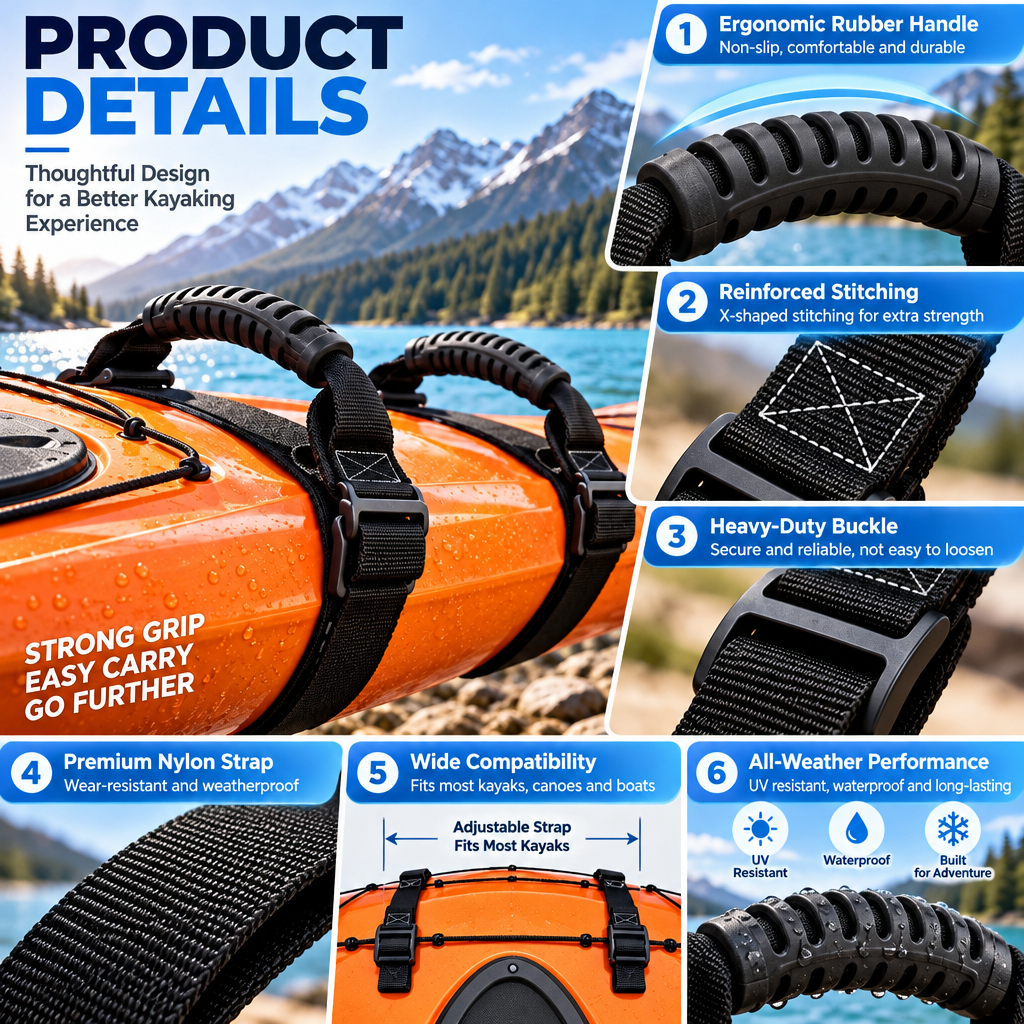 fuzqyl Kayak Carry Strap with Padded Handles — design details