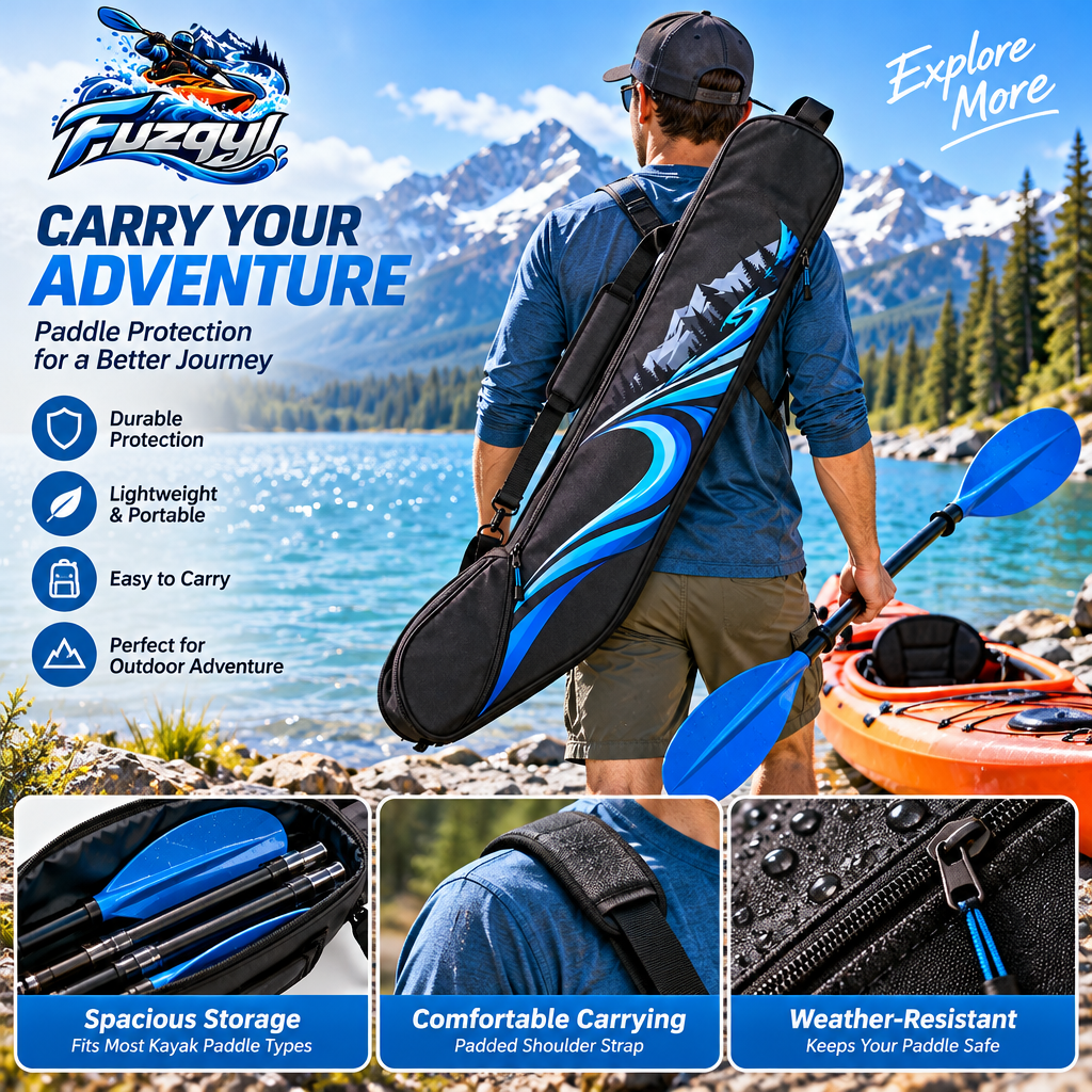 fuzqyl Padded Kayak Paddle Carry Bag — outdoor scene