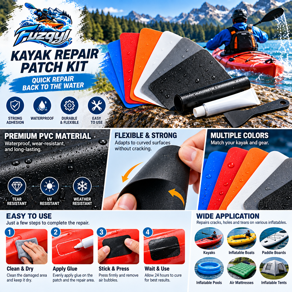 fuzqyl Assorted Color Kayak Repair Patch Kit — product overview