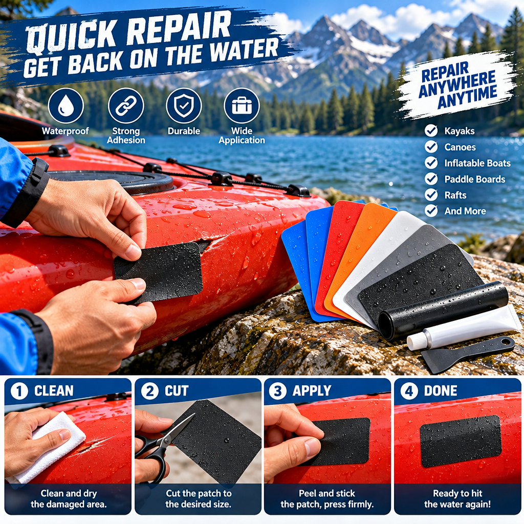 fuzqyl Assorted Color Kayak Repair Patch Kit — outdoor scene