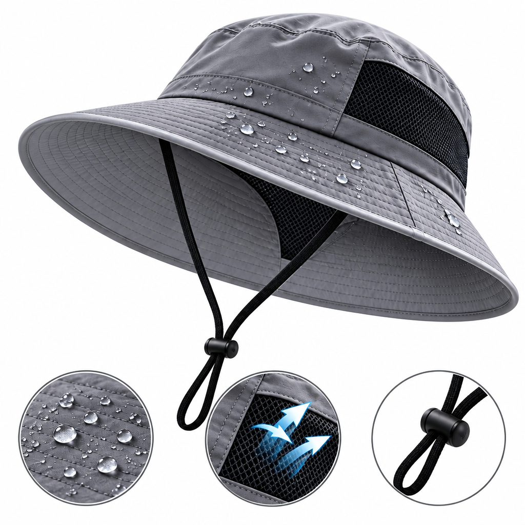 fuzqyl Wide-Brim Outdoor Sun Hat with Chin Cord — main product view