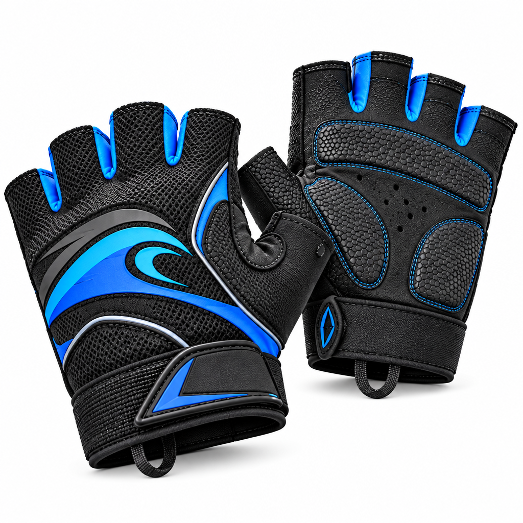 fuzqyl Blue & Black Fingerless Paddling Gloves — main product view