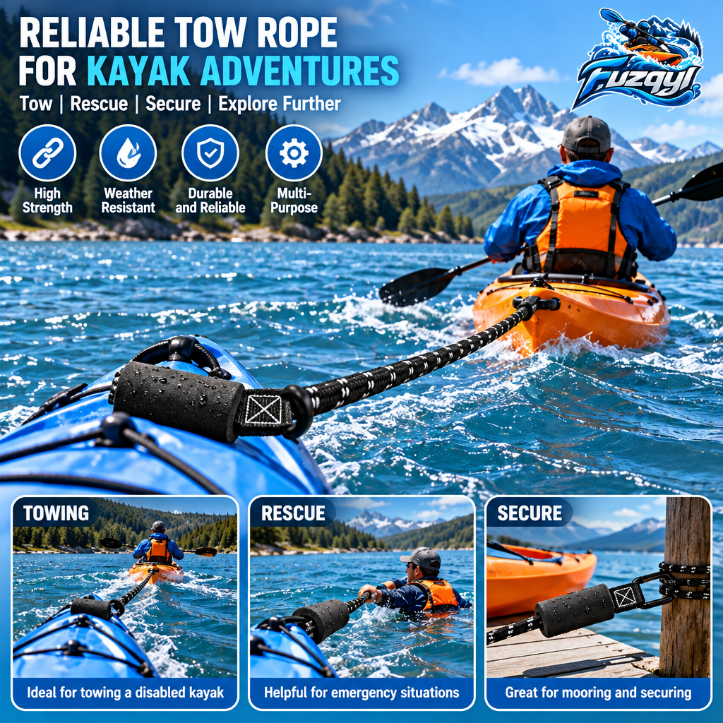 fuzqyl Braided Kayak Tether Rope with Clips — outdoor scene